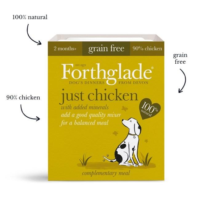 Forthglade Just Chicken, Chicken With Liver & Turkey Natural Wet Dog Food Variety Pack (12x395g)