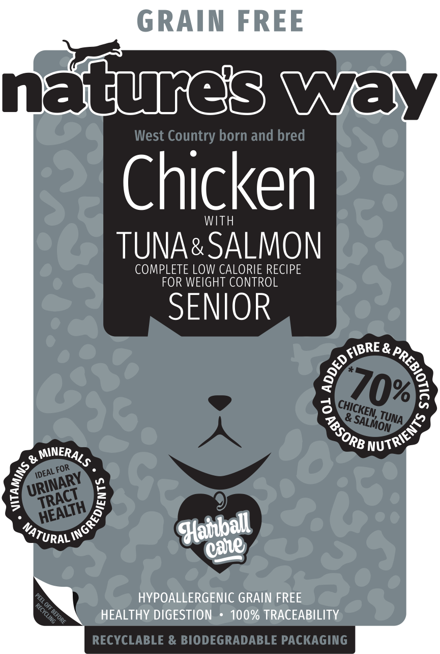 Natures Way Grain Free Chicken with Tuna & Salmon Complete Dry Food for Senior Cats